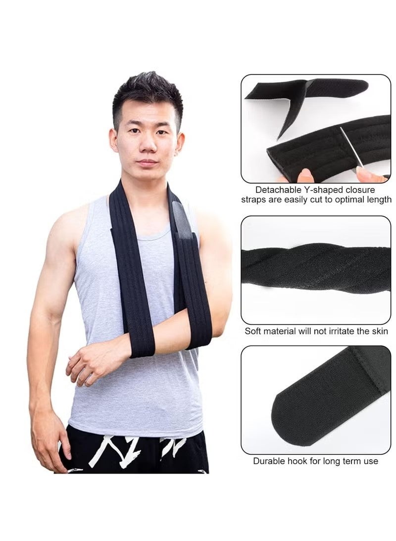 حمالة ذراع - حزام دعم طبي للعظام المكسورة - مثبت كتف قابل للتعديل، مثبت كامل ناعم للكتف والكفة المدورة - للذراع اليسرى واليمنى، للرجال والنساء (بسيط/خفيف الوزن/مريح) - Image 3